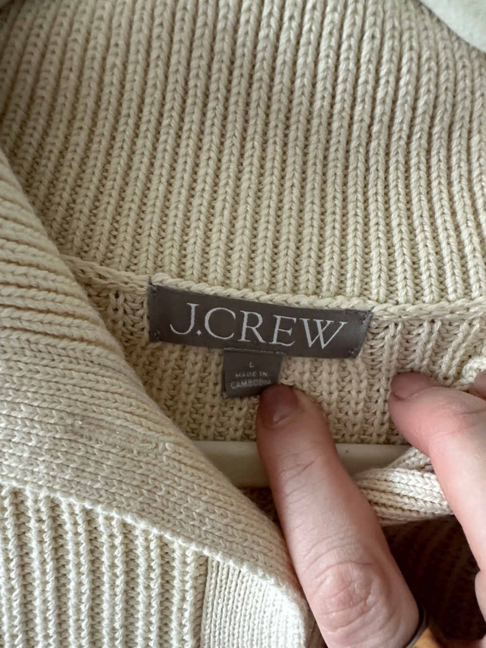 J. Crew Cream Button-Detail Ribbed Turtleneck Sweater - Picture 2 of 7